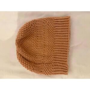 Cashmere and Wool Hand Knit Tan Beanie Hat